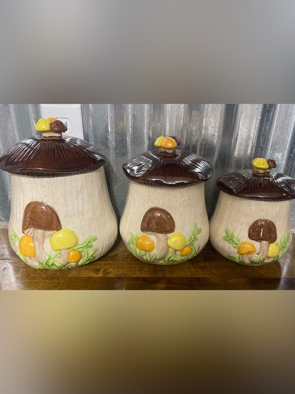 Vintage Arnel mushroom canister set